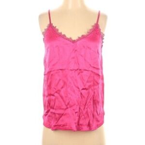Anthropologie Floreat Pink Lace Trim Top